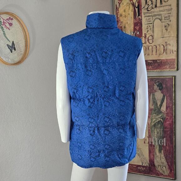 Vintage 70s/80s Blue Paisley Bandana Print Puffer Vest - Picture 5 of 8